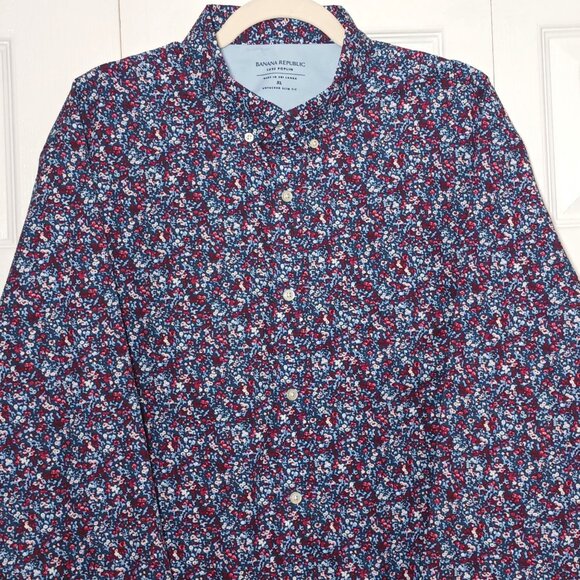 Banana Republic Men's Lux Poplin Cotton Button-up Shirt Untucked Slim Fit XL - Picture 2 of 12